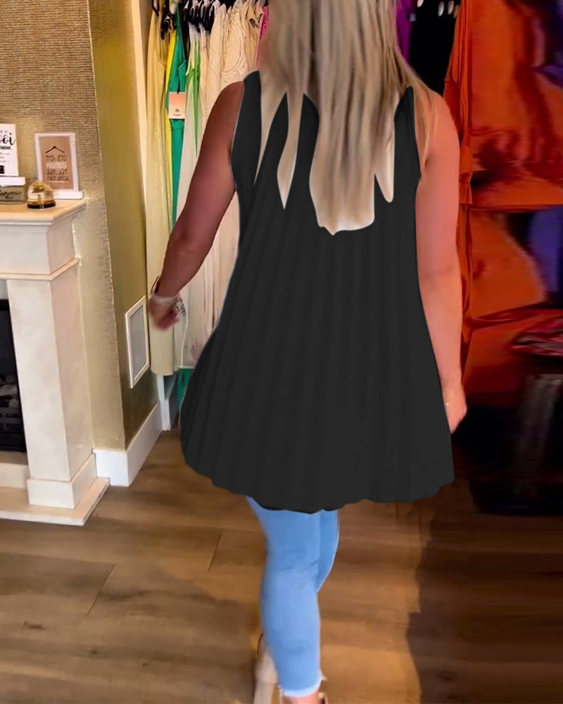 Laluna® | Ärmelloses Top mit Rüschen und Aufschlägen