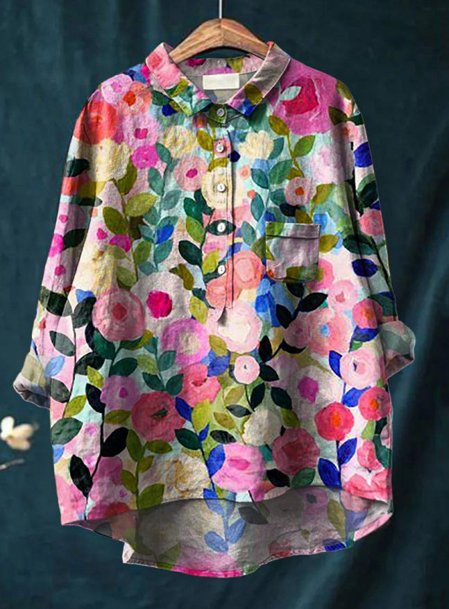 LALUNA® KLASSISCHE BLUSE MIT BLUMENMUSTER