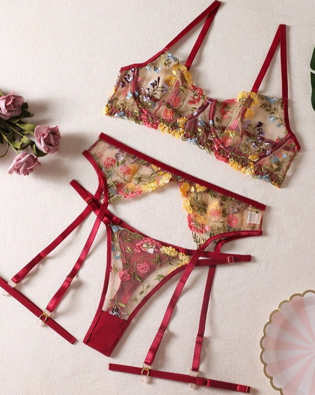 Nadya | 3 Teiliges Französisches Dessous Set