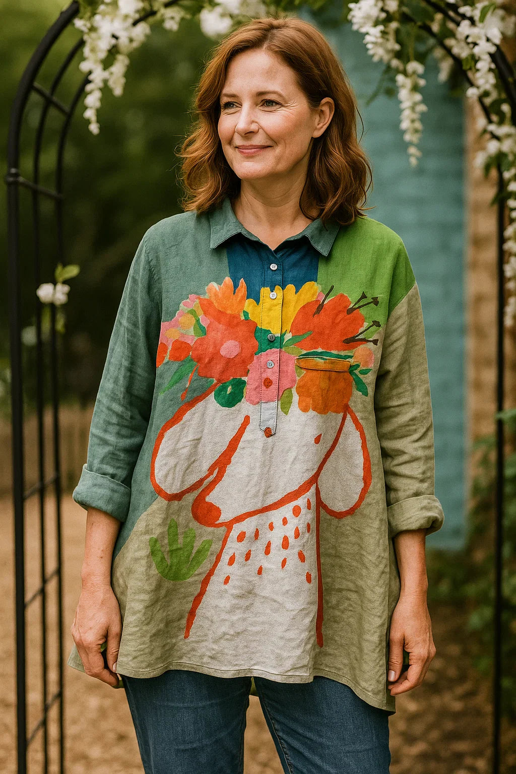 Sofie® | Bluse mit Blumen- und Hundemuster