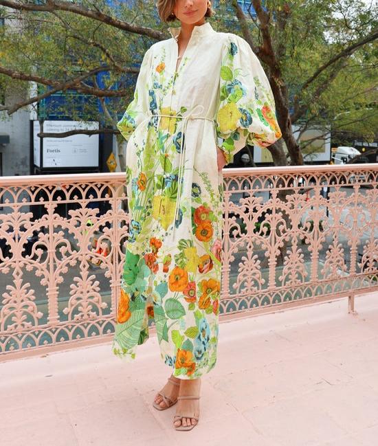 Kelly™ - Floral Print Shirt Maxi Dress