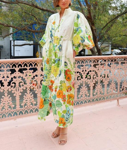 Kelly™ - Floral Print Shirt Maxi Dress