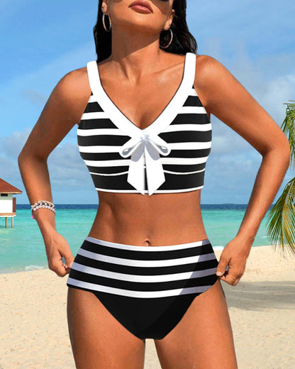 Laluna® | Gestreifter Bikini mit hoher Taille