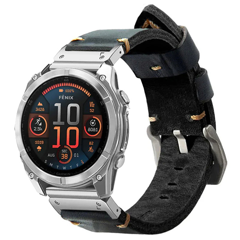 Vintage Lederarmband für Garmin Fenix 8 7X 6X Pro / 20mm/22mm/26mm