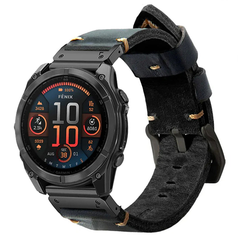 Vintage Lederarmband für Garmin Fenix 8 7X 6X Pro / 20mm/22mm/26mm