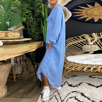 Ines - Langärmliges Maxikleid aus Denim