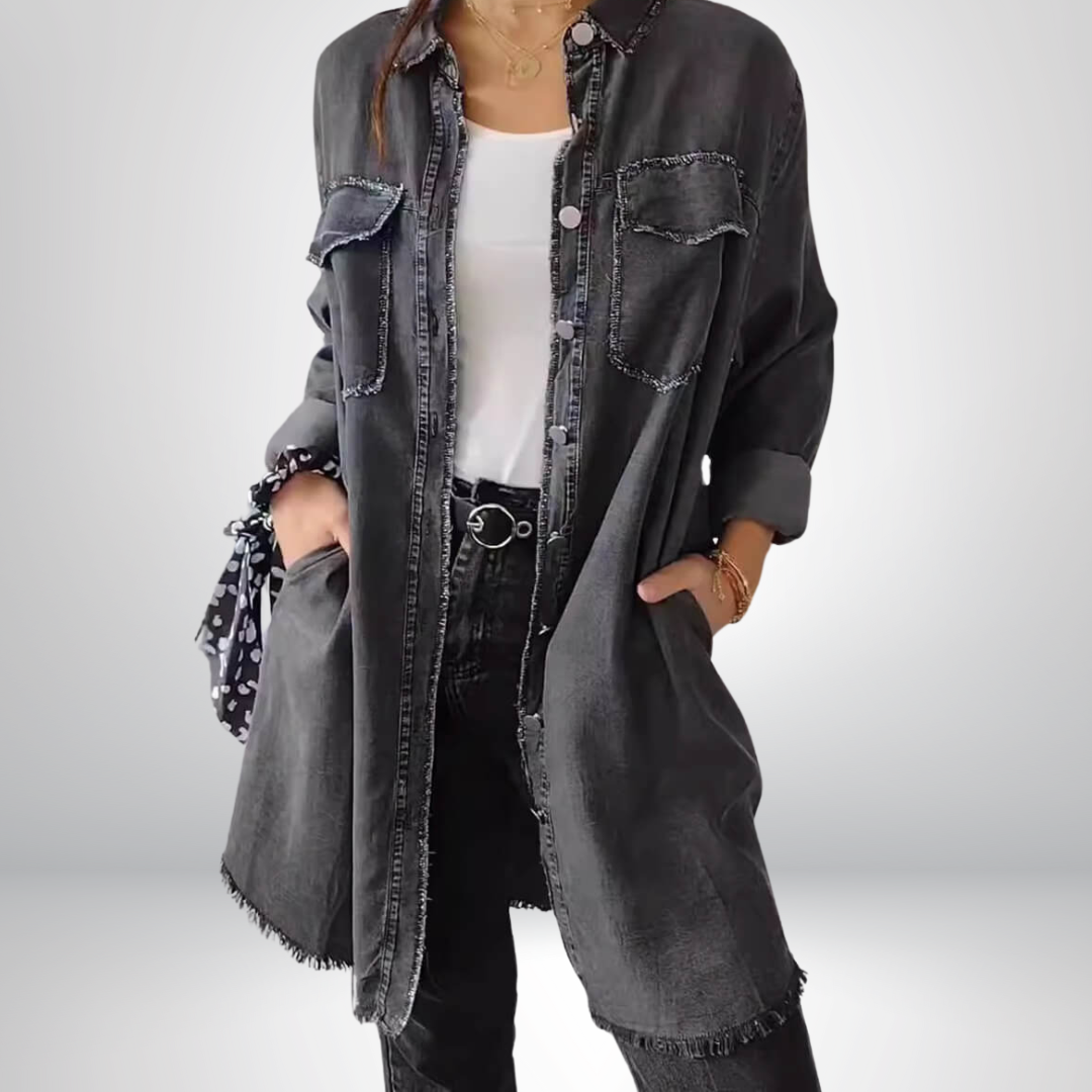 Liv - Langärmlige Denimjacke mit klassischem Kragen