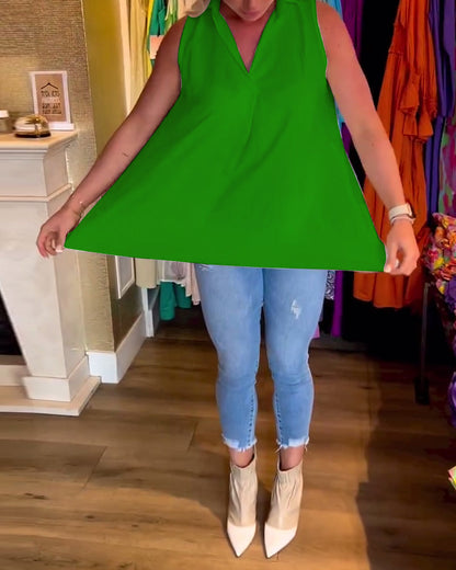 Laluna® | Ärmelloses Top mit Rüschen und Aufschlägen