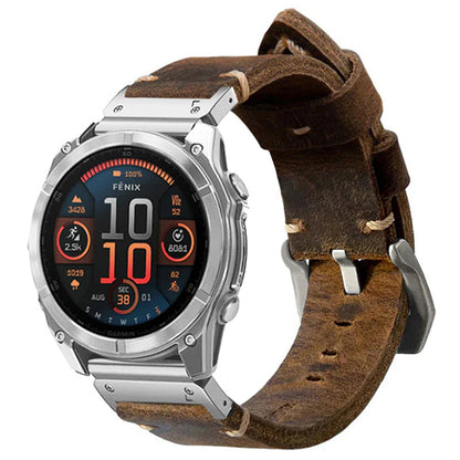 Vintage Lederarmband für Garmin Fenix 8 7X 6X Pro / 20mm/22mm/26mm