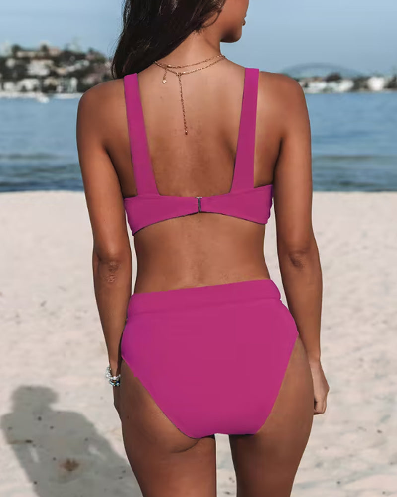 Hilde - Einfarbiger Hochtaillenswimsuit