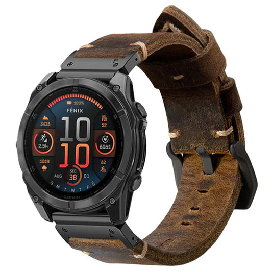 Vintage Lederarmband für Garmin Fenix 8 7X 6X Pro / 20mm/22mm/26mm