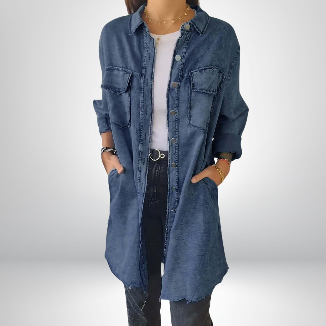 Liv - Langärmlige Denimjacke mit klassischem Kragen