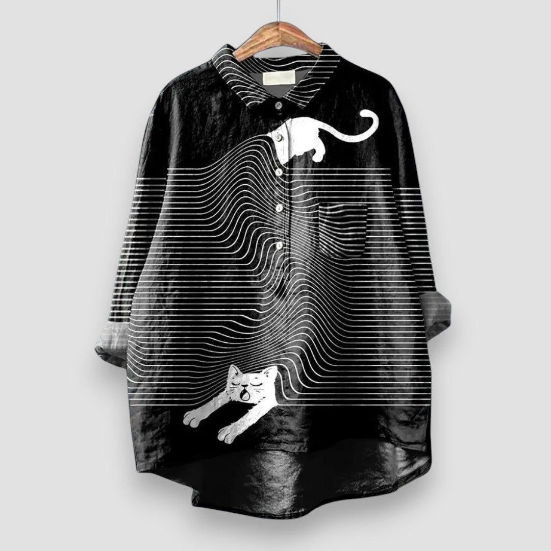 Kathrin | Luftige Bluse mit Hundemotiv