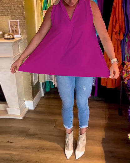 Laluna® | Ärmelloses Top mit Rüschen und Aufschlägen