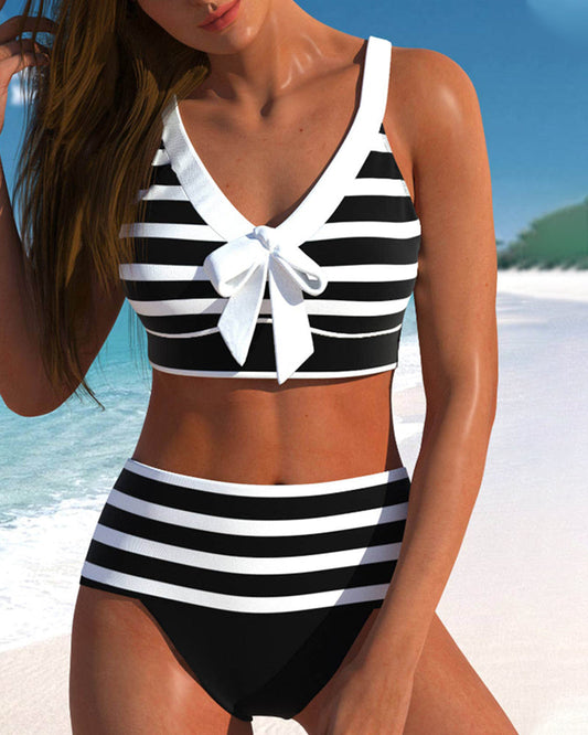 Laluna® | Gestreifter Bikini mit hoher Taille