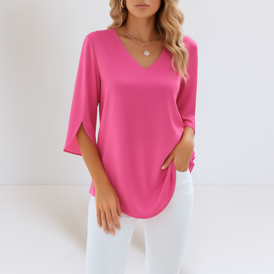 Sophie™ | Elegante Bluse mit V-Ausschnitt und geschlitzten Ärmeln