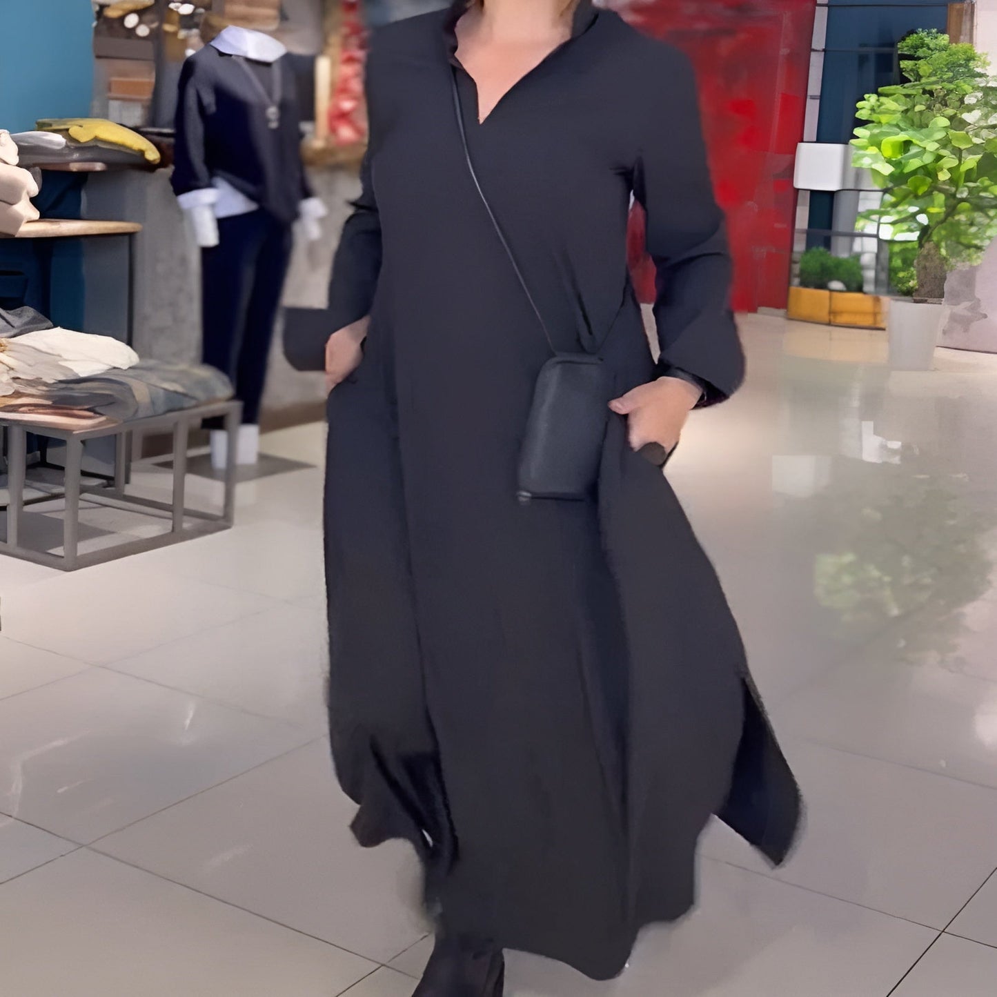 Laluna® | Lockeres langes Kleid mit Seitenschlitz