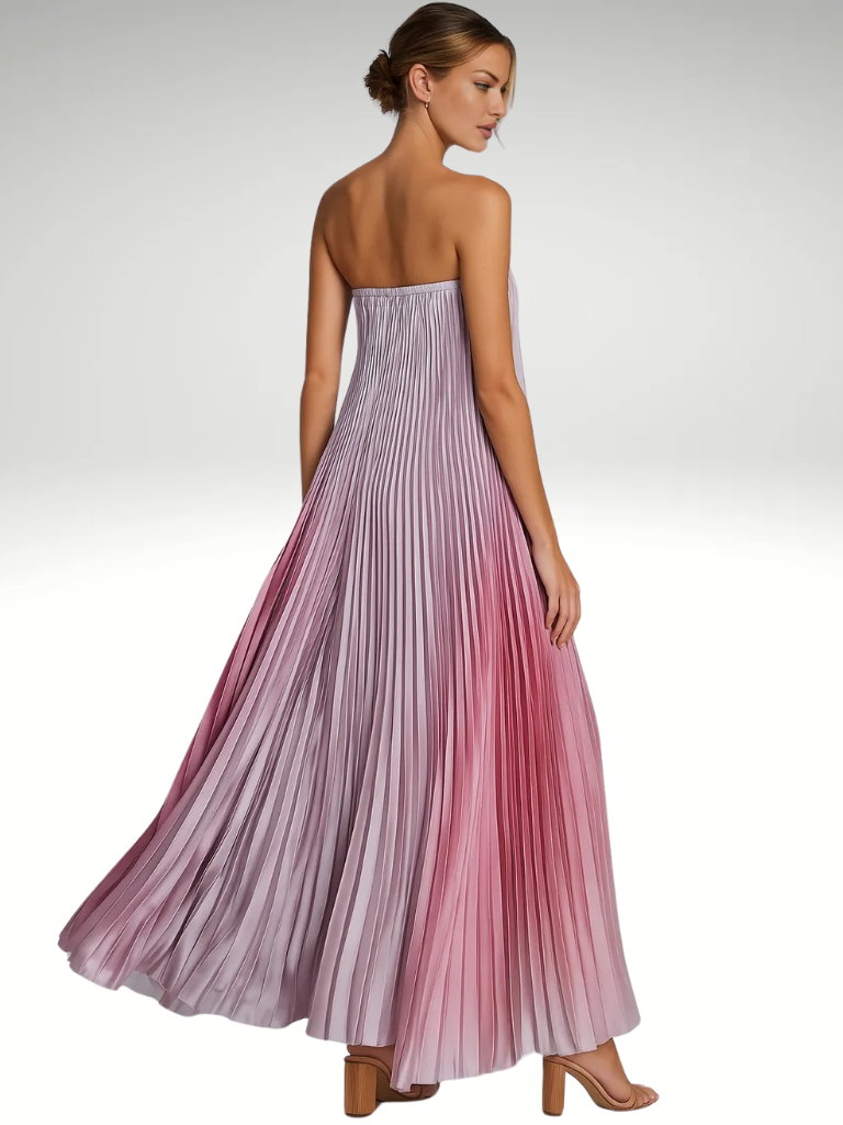 ÉCLAT ROSE - PLISSIERTES MAXIKLEID