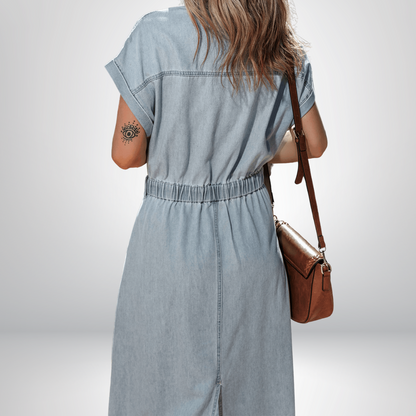 Isabelle - Denimkleid mit eleganten, kurzen Fledermausärmeln