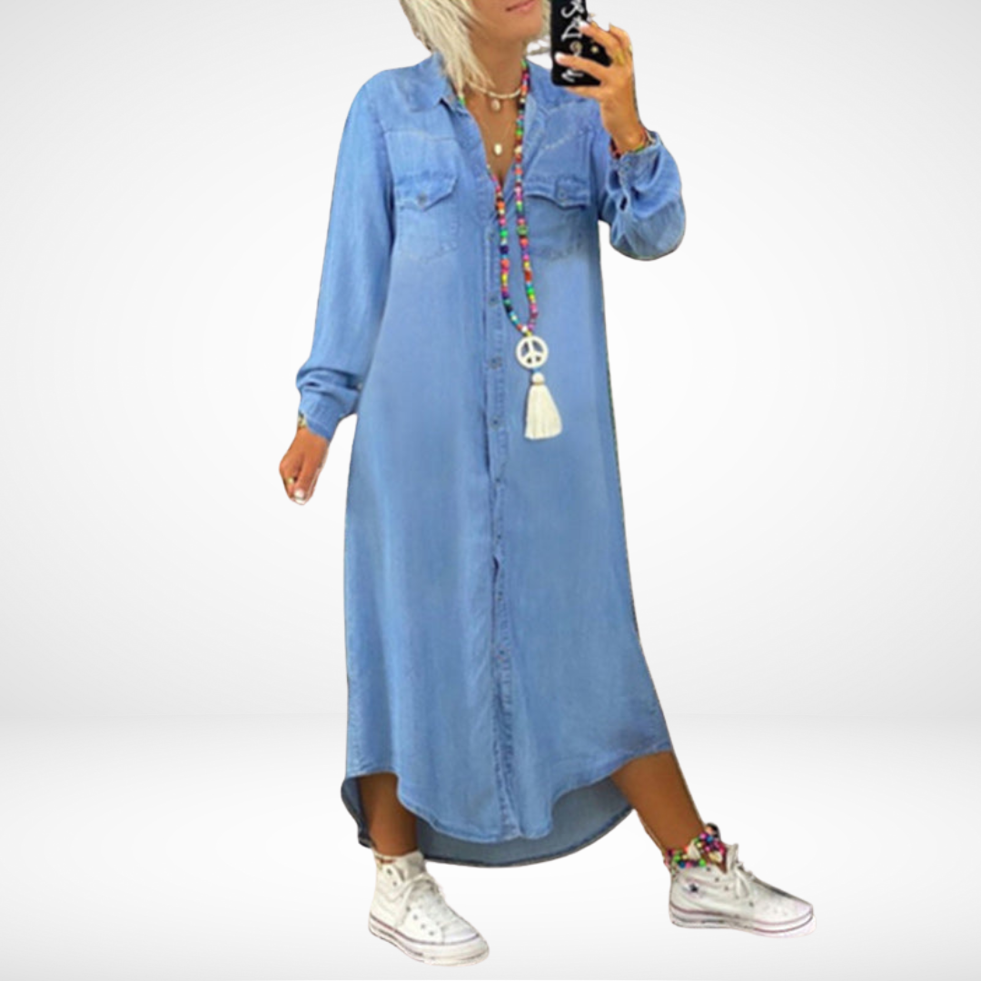 Ines - Langärmliges Maxikleid aus Denim