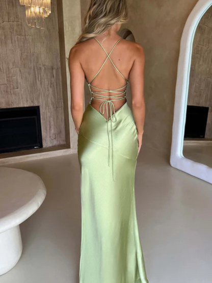 SATIN GLAM MAXIKLEID