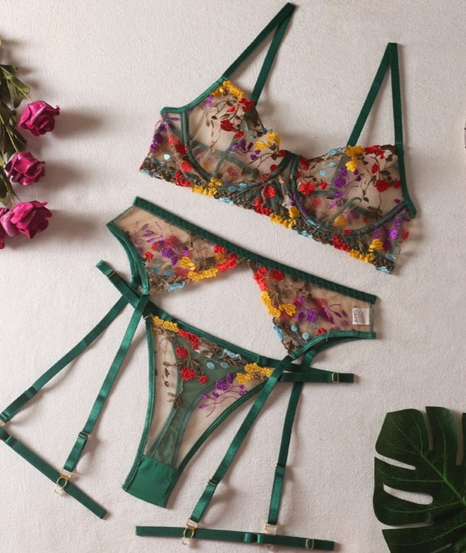 Nadya | 3 Teiliges Französisches Dessous Set
