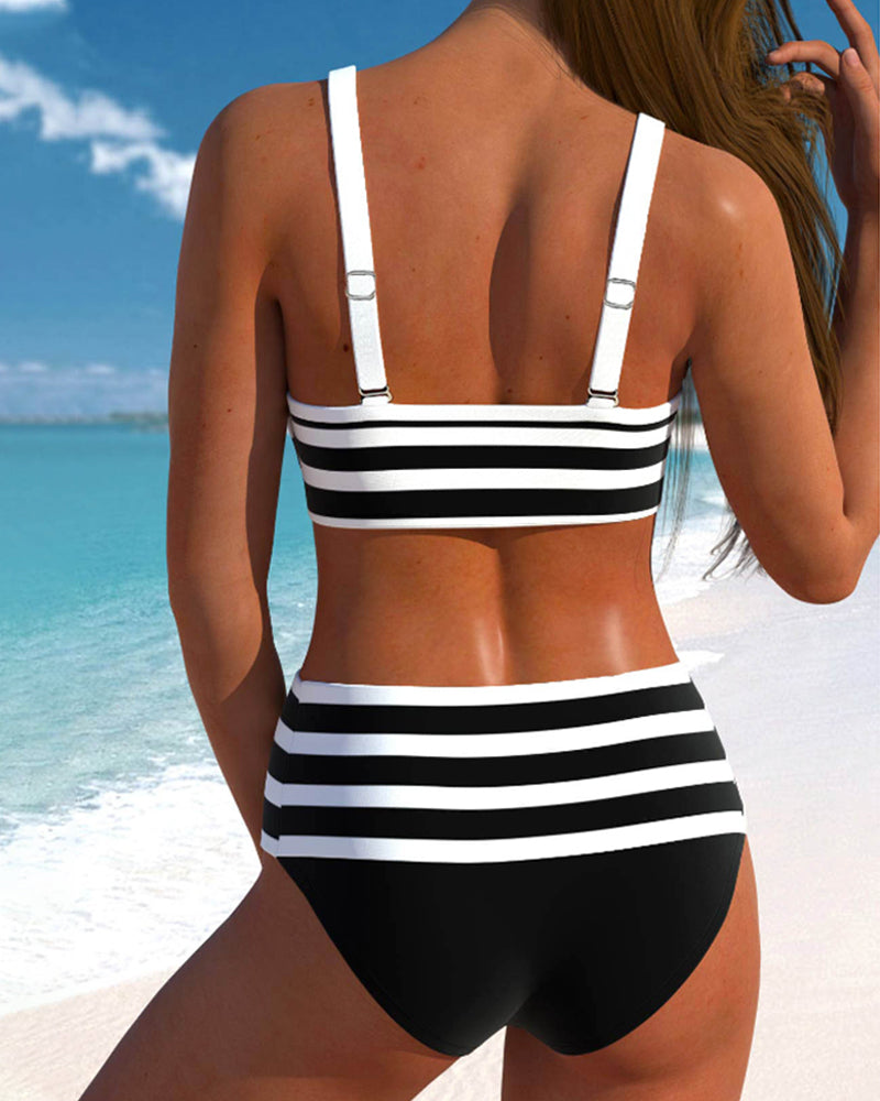 Laluna® | Gestreifter Bikini mit hoher Taille