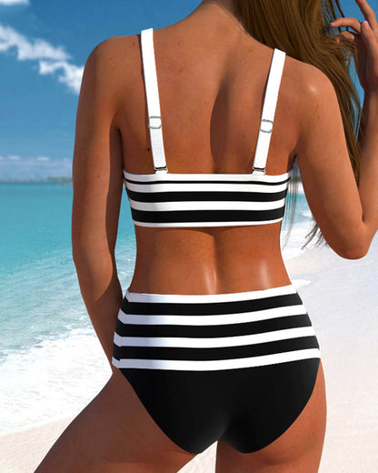 Laluna® | Gestreifter Bikini mit hoher Taille