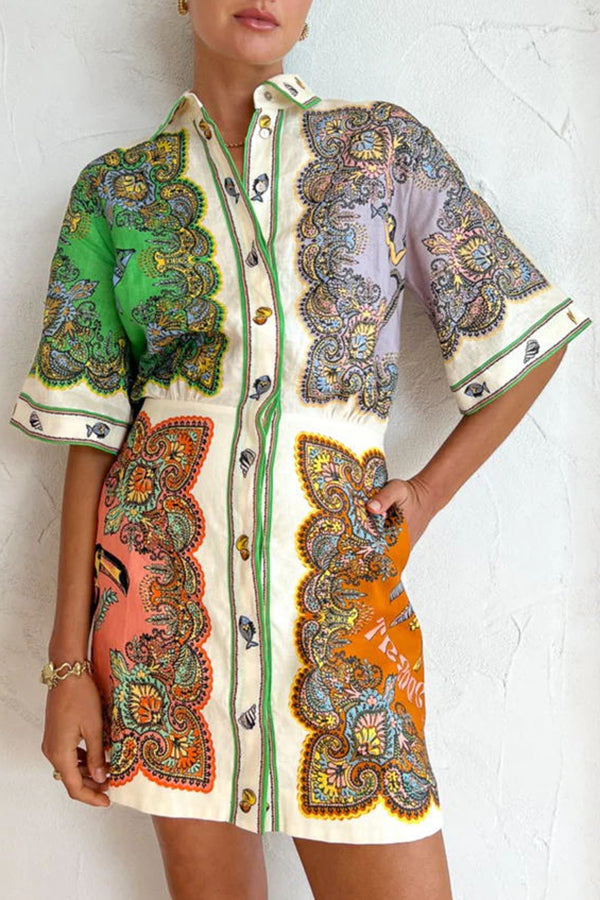 Coco™ - Mermaid Print Shirt Mini Dress