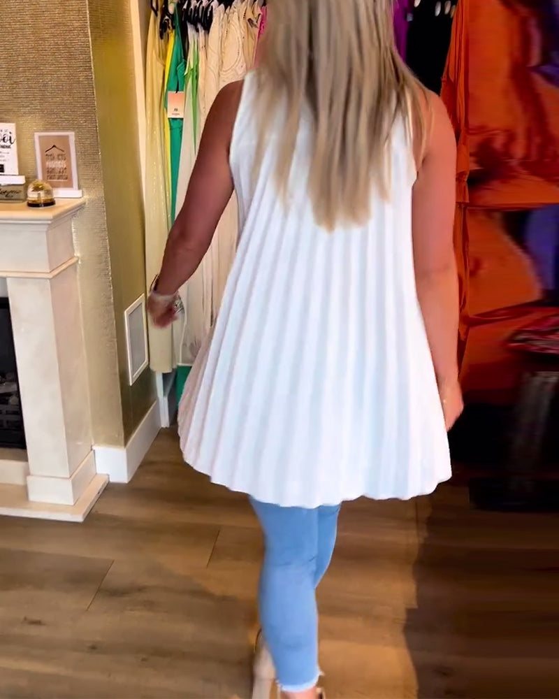 Laluna® | Ärmelloses Top mit Rüschen und Aufschlägen