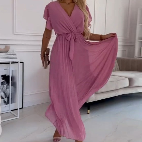 FRIDA | PLISSIERTES KLEID MIT V-AUSSCHNITT